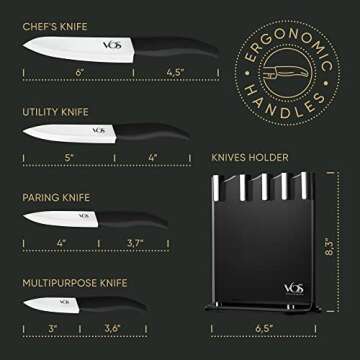 Vos Bread Knife-Serrated Blade Includes Protective Sheath Elegant Box, 8 Inch, Red