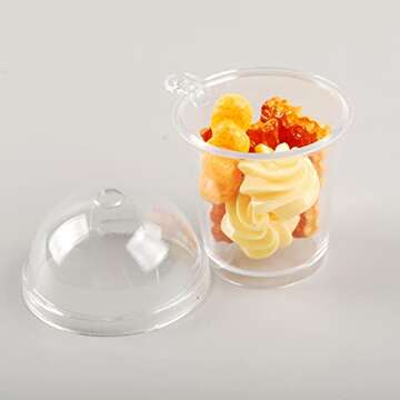 NWFashion 30PCS Plastic Mini Coffee Cups Transparent Mousse Cup Ice Cream Cup Decor Charms Dish (Holes&no hole)