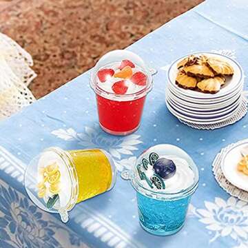 NWFashion 30PCS Plastic Mini Coffee Cups Transparent Mousse Cup Ice Cream Cup Decor Charms Dish (Holes&no hole)