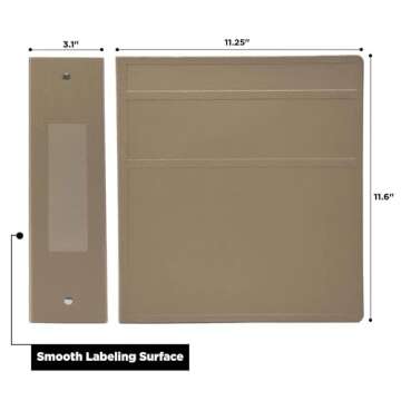 Carstens 3-Inch Heavy Duty 3-Ring Binder - Side Opening, Sand, Durable Plastic, Precision No-Gap Rin...