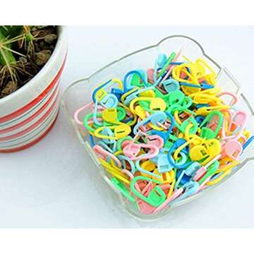 100PC Mix Color Knitting Stitch Counter Crochet Locking Stitch Markers Stitch Needle Clip Knitting Crochet Markers (100)