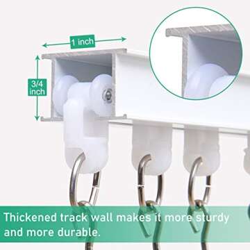 Ceiling Curtain Track, Room Divider Curtain Rod, Curtain Track Ceiling Mount, Comes with Track, Roller Hooks, Installation Hardware, for 12ft - 18ft (White)