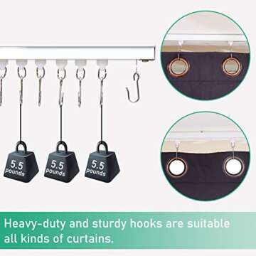 Ceiling Curtain Track, Room Divider Curtain Rod, Curtain Track Ceiling Mount, Comes with Track, Roller Hooks, Installation Hardware, for 12ft - 18ft (White)