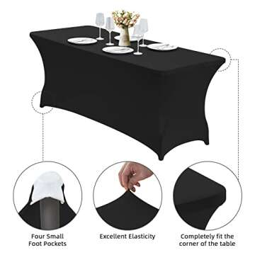CWK 6FT Stretch Spandex Table Cover - Perfect for Events