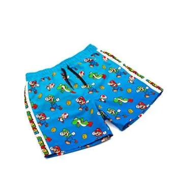 Super Mario Swim Shorts Boys Luigi Kids Gamer Swimming Trunks Pants (9-10 Years) Blue