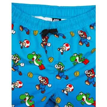 Super Mario Swim Shorts Boys Luigi Kids Gamer Swimming Trunks Pants (9-10 Years) Blue