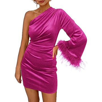PRETTYGARDEN Women's Velvet One Shoulder Mini Dress