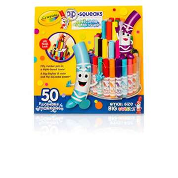 Crayola Pip Squeaks Washable Marker Set, 50 Classic Colors, Gift for Kids, Age 5, 6, 7, 8