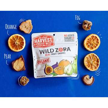 Wild Zora Air Dried Organic Fruit Snack - Harvest Fruit Mix - With Orange, Figs, and Pear - Vegan Snacks - No Added Sugar - No Dyes or Sulfites - (3-Pack)