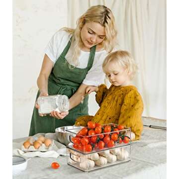 Set Of 6 Clear Fridge Organizers with Handle, The Home Edit and Snack Storage Containers for Kitchen Cabinet, Bathroom, Countertops, Shelves - 3 Large & 3 Medium