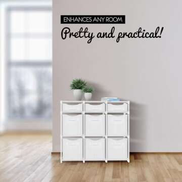 9 Cube Closet Organizers And Storage | Includes All Storage Cube Bins | Easy To Assemble Closet Storage Unit With Drawers | Room Organizer For Clothes, Baby Closet Bedroom, Playroom, Dorm (White Grey)