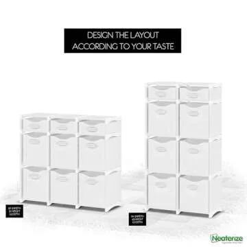 9 Cube Closet Organizers And Storage | Includes All Storage Cube Bins | Easy To Assemble Closet Storage Unit With Drawers | Room Organizer For Clothes, Baby Closet Bedroom, Playroom, Dorm (White Grey)