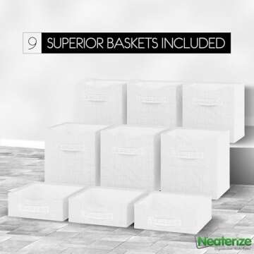 9 Cube Closet Organizers And Storage | Includes All Storage Cube Bins | Easy To Assemble Closet Storage Unit With Drawers | Room Organizer For Clothes, Baby Closet Bedroom, Playroom, Dorm (White Grey)