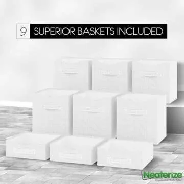 9 Cube Closet Organizers And Storage | Includes All Storage Cube Bins | Easy To Assemble Closet Storage Unit With Drawers | Room Organizer For Clothes, Baby Closet Bedroom, Playroom, Dorm (White Grey)