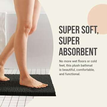 ITSOFT Plush Bathroom Rug 59x21, Absorbent Machine Washable Non Slip Chenille Bath Mats, Quick Dry B...