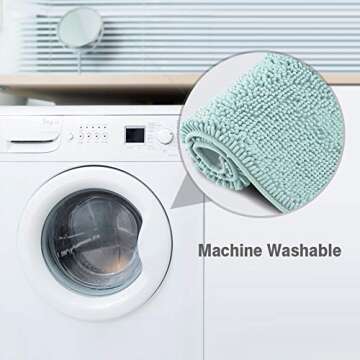 ITSOFT Plush Bathroom Rug 59x21, Absorbent Machine Washable Non Slip Chenille Bath Mats, Quick Dry Bathmat, Bath Rugs for Bath, Shower, Bedroom, or Door Mat, Spa Blue