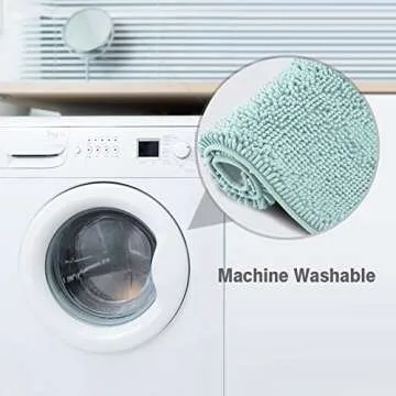 ITSOFT Plush Bathroom Rug 59x21, Absorbent Machine Washable Non Slip Chenille Bath Mats, Quick Dry Bathmat, Bath Rugs for Bath, Shower, Bedroom, or Door Mat, Spa Blue