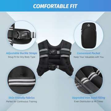 ZELUS Weighted Vest, 6lb/8lb/12lb/16lb/20lb/25lb/30lb Weight Vest with Reflective Stripe for Workout...