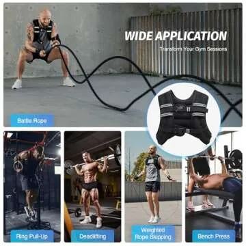 ZELUS Weighted Vest, 6lb/8lb/12lb/16lb/20lb/25lb/30lb Weight Vest with Reflective Stripe for Workout, Strength Training, Running, Fitness, Muscle Building, Weight Loss, Weightlifting, Black(16 lb)