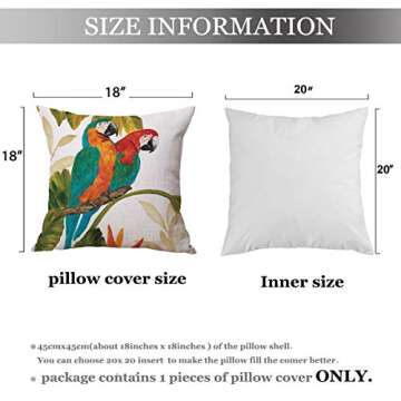 JES&MEDIS Home Cotton Linen Decorative Square Throw Pillowcase Cute Birds Cartoon Patten Cushion Pillows Cover,18" x 18".