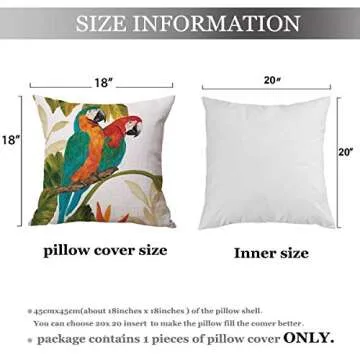 JES&MEDIS Home Cotton Linen Decorative Square Throw Pillowcase Cute Birds Cartoon Patten Cushion Pillows Cover,18" x 18".