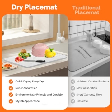 HCFQ Stone Drying Mat for Elegant and Quick Dish Drying