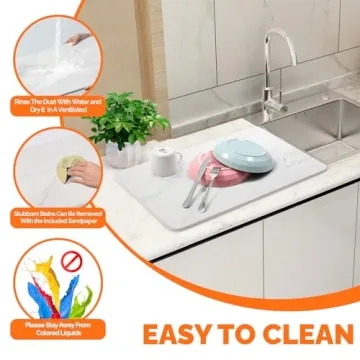 HCFQ Stone Drying Mat for Elegant and Quick Dish Drying