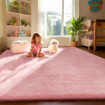 Ophanie Light Pink Area Rugs for Bedroom Girls, 4x6 Kids Fluffy Fuzzy Furry Shag Carpet, Plush Soft ...