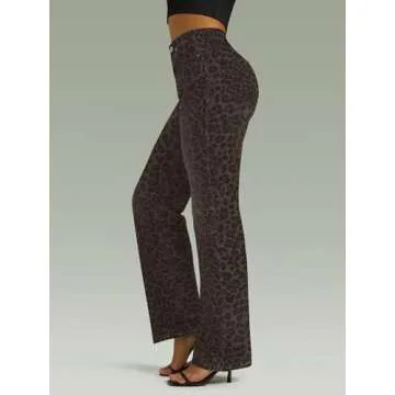 Stylish FUNUCA High Rise Leopard Print Boyfriend Jeans