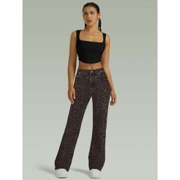 Stylish FUNUCA High Rise Leopard Print Boyfriend Jeans