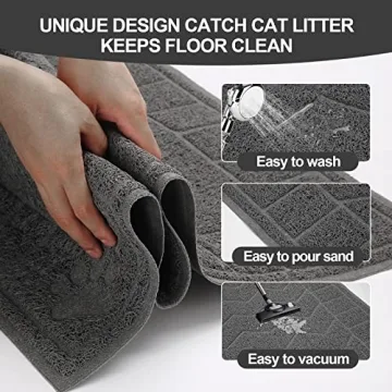 Motsamla Cat Litter Box Mat - 35" x 24" Waterproof and Easy to Clean