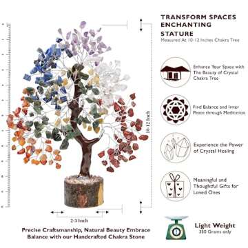 Chakra Tree - Crystal Tree - Chakra Decor - Seven Chakra Tree - Crystal Tree for Positive Energy - Home Decor Gifts - Crystal Gifts - Feng Shui Decor - Spiritual Gifts - Chakra Crystals