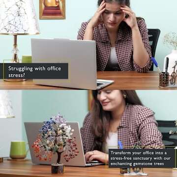 Chakra Tree - Crystal Tree - Chakra Decor - Seven Chakra Tree - Crystal Tree for Positive Energy - Home Decor Gifts - Crystal Gifts - Feng Shui Decor - Spiritual Gifts - Chakra Crystals