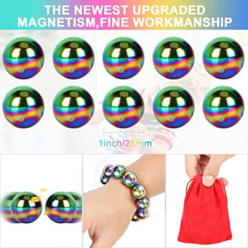 YISHIDANY 25mm/1inch Large Ball Fidget Toys, 10Pcs Rainbow Colorful Stones for Kids Adults, Playabli...
