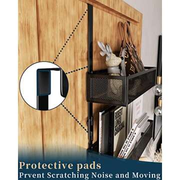 Consumest Over The Door Hooks Organizer - Extra Long Door Hanger with 9 Coat Hooks & 2 Mesh Basket, Back Storage Organizer Hanging Towels for Bathroom, Bedroom, Black (for 1.76 in Doors)