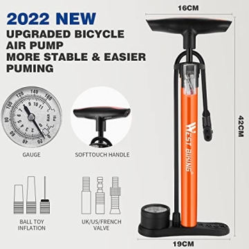 Compact West Biking Pump with Pressure Gauge for All Valves