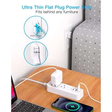 Cruise Essentials: USB C Travel Power Strip with 2 Outlets & 3 USB Ports
