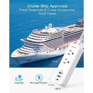 Compact USB C Power Strip for Travel & Cruise Ships