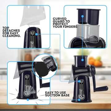 5-in-1 Rotary Cheese Grater – Efficient Kitchen Tool