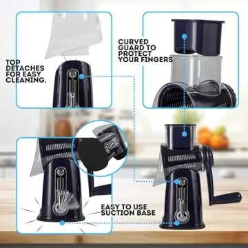 5-in-1 Rotary Cheese Grater – Efficient Kitchen Tool