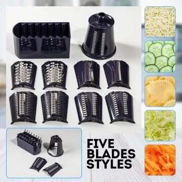 5-in-1 Rotary Cheese Grater – Efficient Kitchen Tool