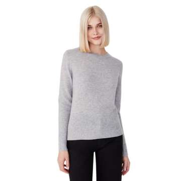 Style Republic Women's 100% Pure Cashmere Long Sleeve Crew Neck Sweater - Soft, Warm, and Stylish Wi...