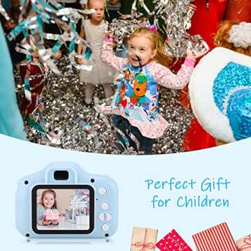 Mini Portable Kids Camera 2.0in Color Screen Children's Digital Camera with Photo,Video Function, HD 1080P Camera Children's Camera with Neck Lanyard for Gift Blue