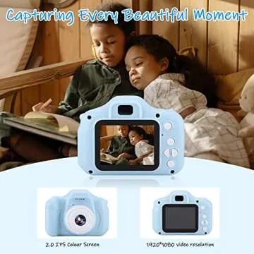 Mini Portable Kids Camera 2.0in Color Screen Children's Digital Camera with Photo,Video Function, HD 1080P Camera Children's Camera with Neck Lanyard for Gift Blue
