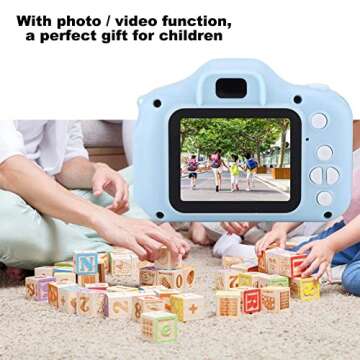 Mini Portable Kids Camera 2.0in Color Screen Children's Digital Camera with Photo,Video Function, HD 1080P Camera Children's Camera with Neck Lanyard for Gift Blue