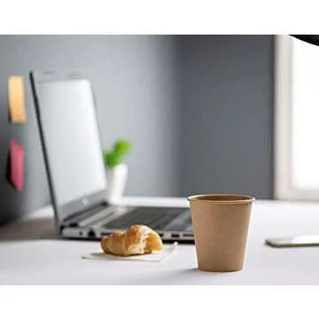 GUSTO [10 oz. - 100 Count Kraft Disposable Paper Cups, Hot Coffee Cups Brown Unbleached - Eco-Friendly Cups