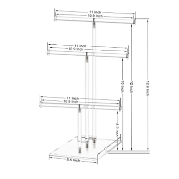 KETAWA Hanging Jewelry Organizer Stylish 3-Tier Display