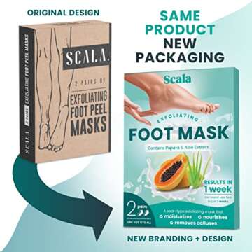 Foot Peel Exfoliating Mask (2 Pairs) for Soft Feet and Exfoliant Gel Peels Away Rough Dry Skin and Callus