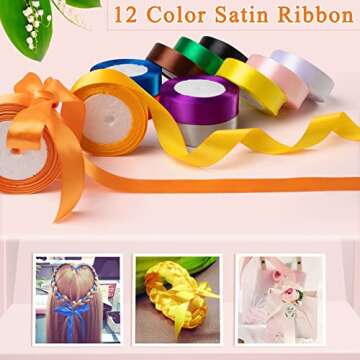 Satin Ribbon Wide Ribbon Solid Color -25 Yards/Roll, Assorted Colors Ribbon for Gift Wrapping Girl Hair Bow,Assortment Ribbons for Crafts Party Wedding Decor
