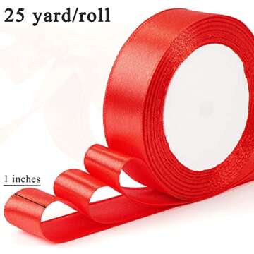 Satin Ribbon Wide Ribbon Solid Color -25 Yards/Roll, Assorted Colors Ribbon for Gift Wrapping Girl Hair Bow,Assortment Ribbons for Crafts Party Wedding Decor